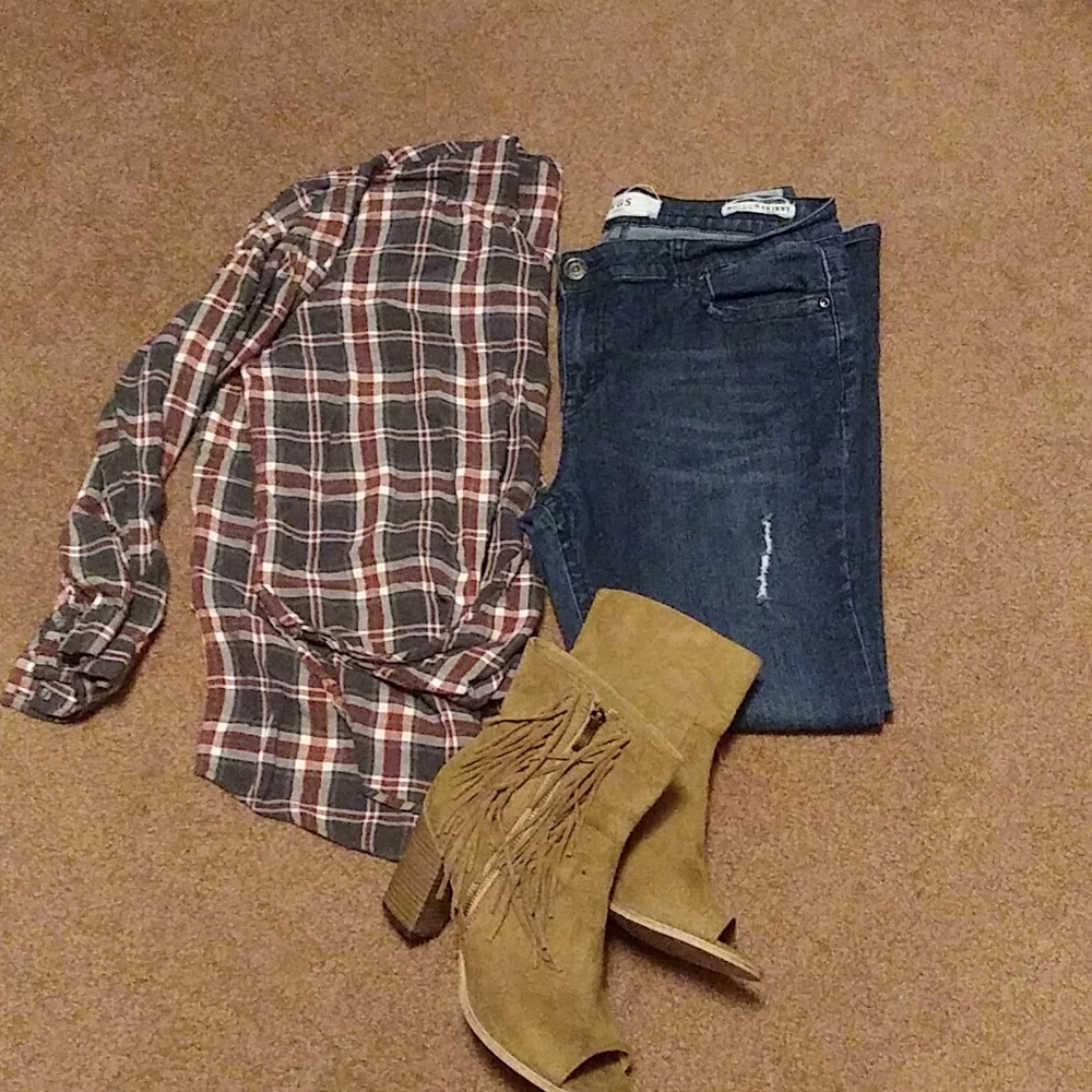 Plaid crossover top
